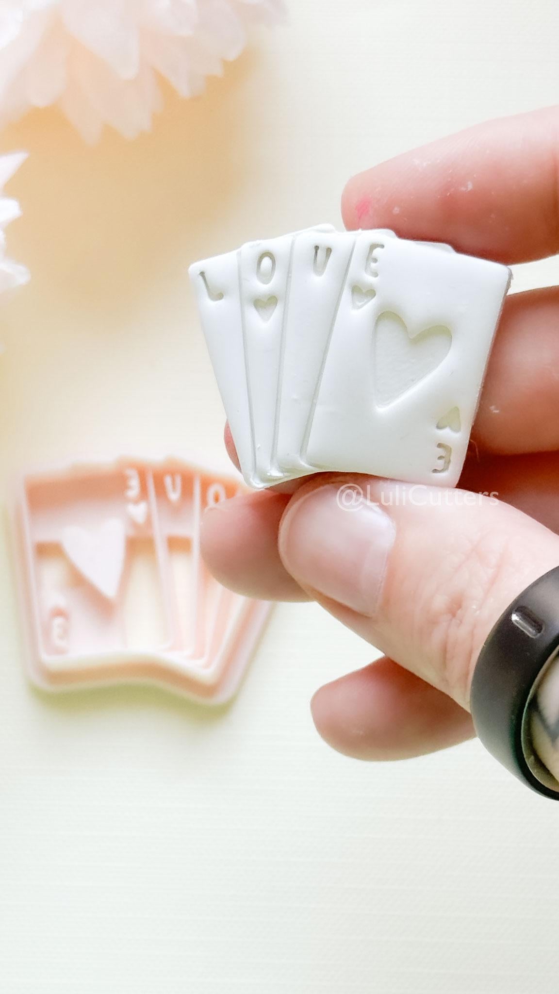 Love Deck Card Clay Cutter Set: Valentine Heart Design