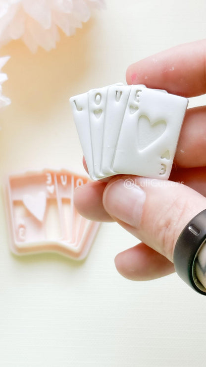 Love Deck Card Clay Cutter Set: Valentine Heart Design