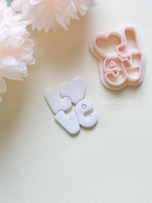 Love Pop Bubble Letter Clay Cutter: Heart Script Design