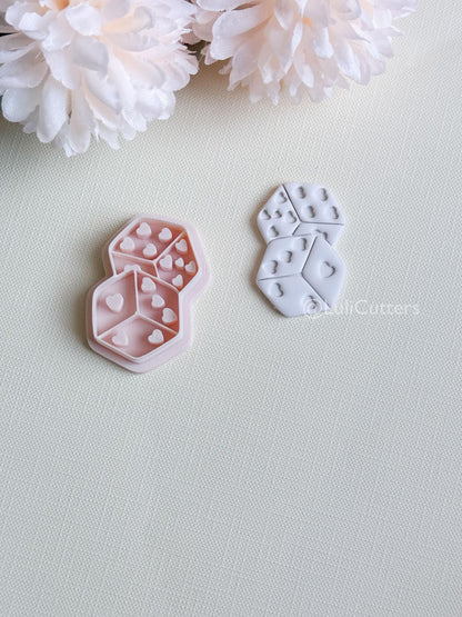 Lucky Hearts Clay Cutter: Heart-Pattern Dice Shape