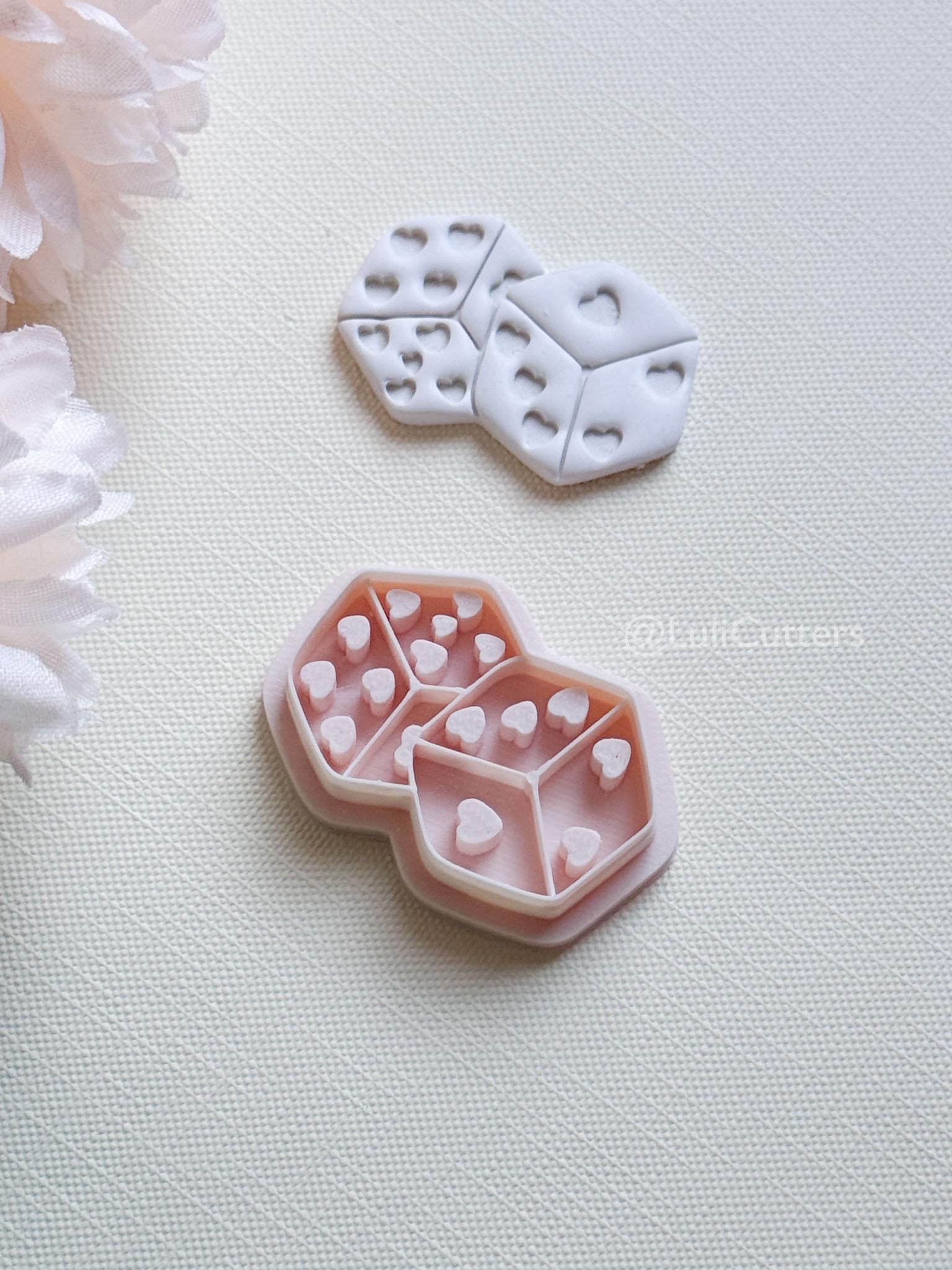 Lucky Hearts Clay Cutter: Heart-Pattern Dice Shape