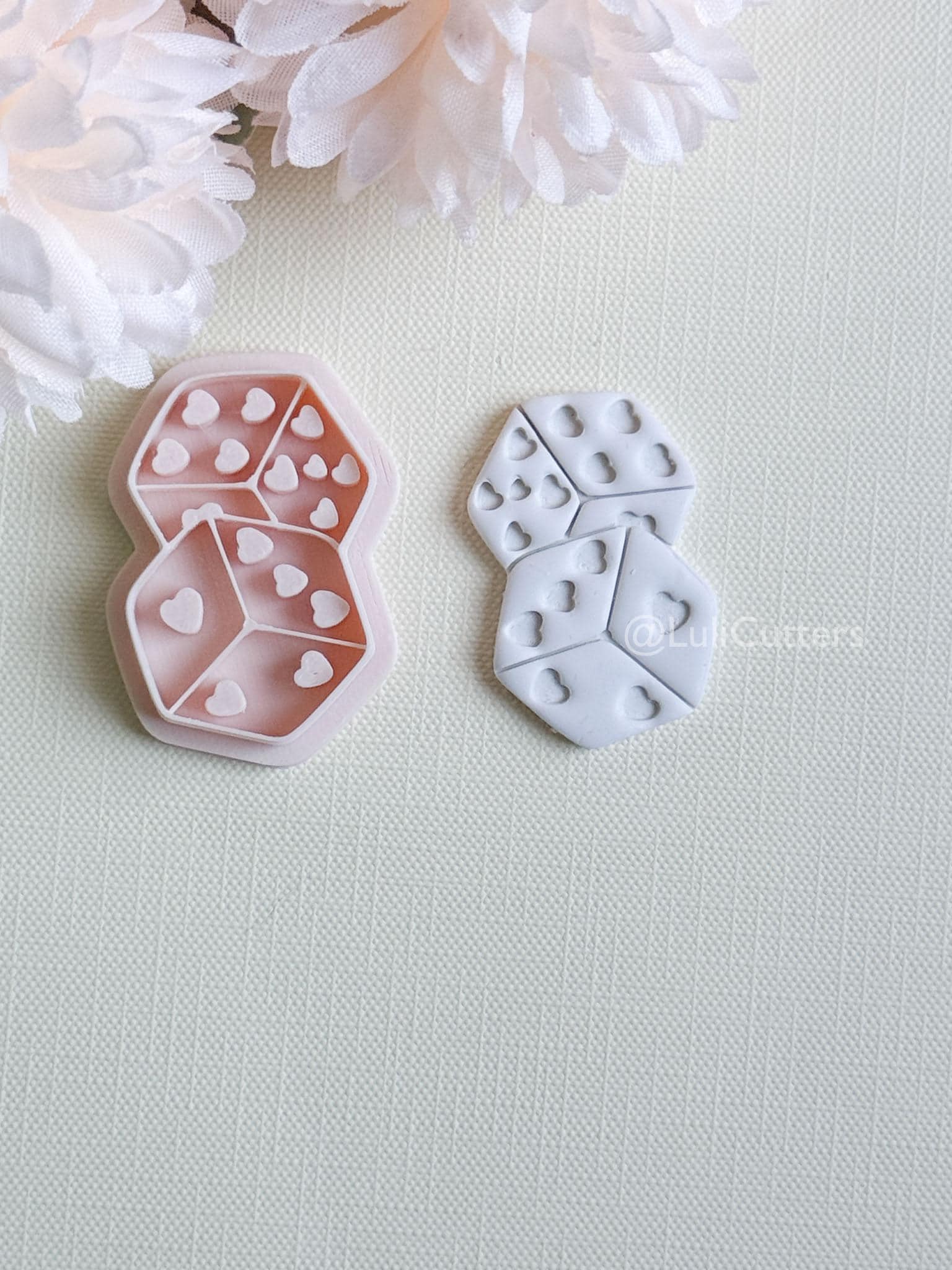 Lucky Hearts Clay Cutter: Heart-Pattern Dice Shape