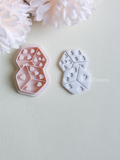 Lucky Hearts Clay Cutter: Heart-Pattern Dice Shape