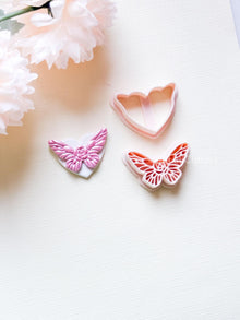 NoraFly Clay Cutter: Rose Butterfly Topper with Heart Base