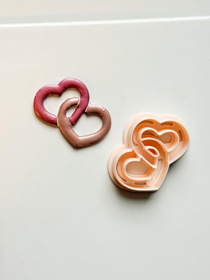 Chained Hearts Clay Cutters: Interlocked Heart Duo