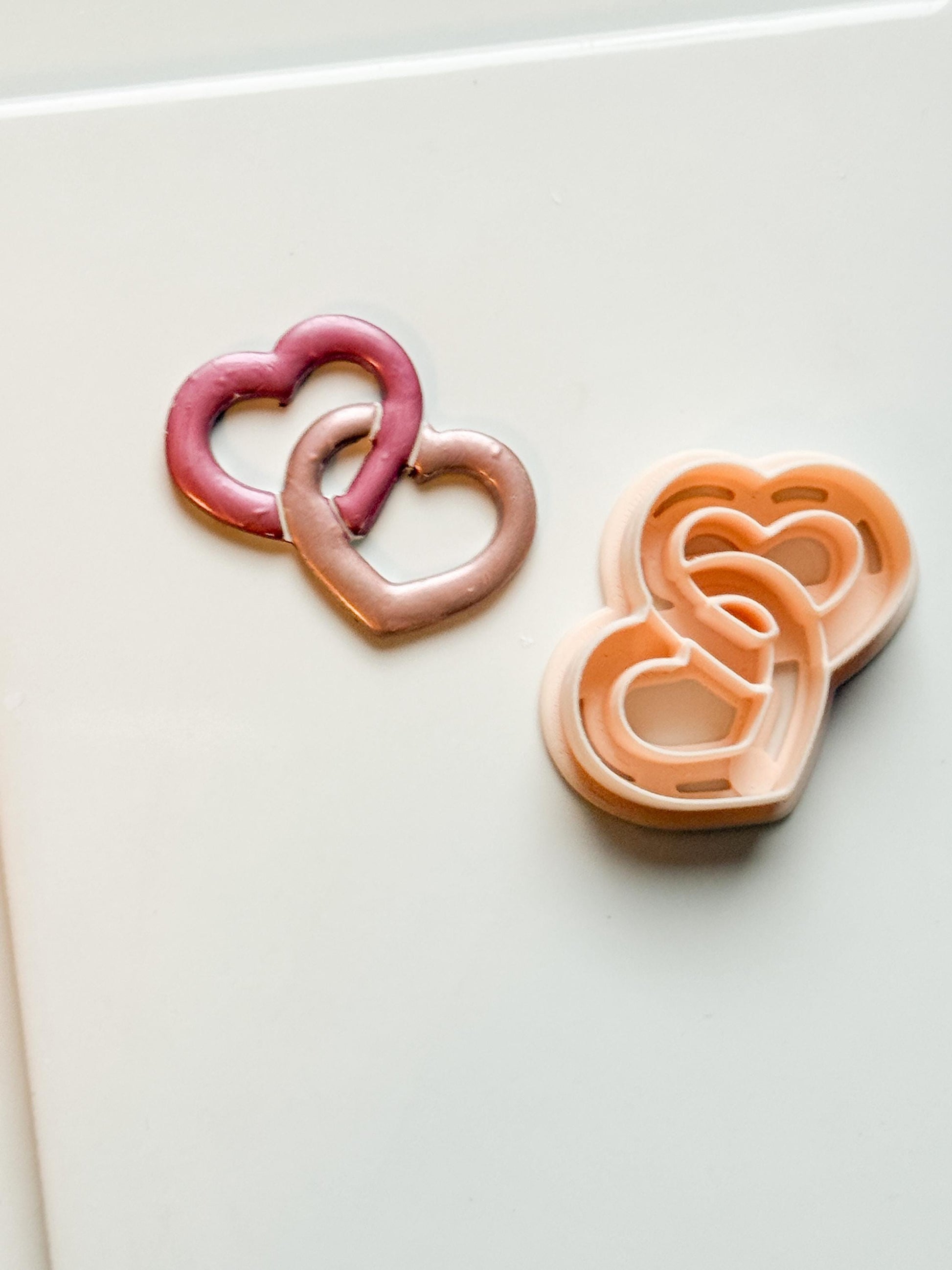 Chained Hearts Clay Cutters: Interlocked Heart Duo