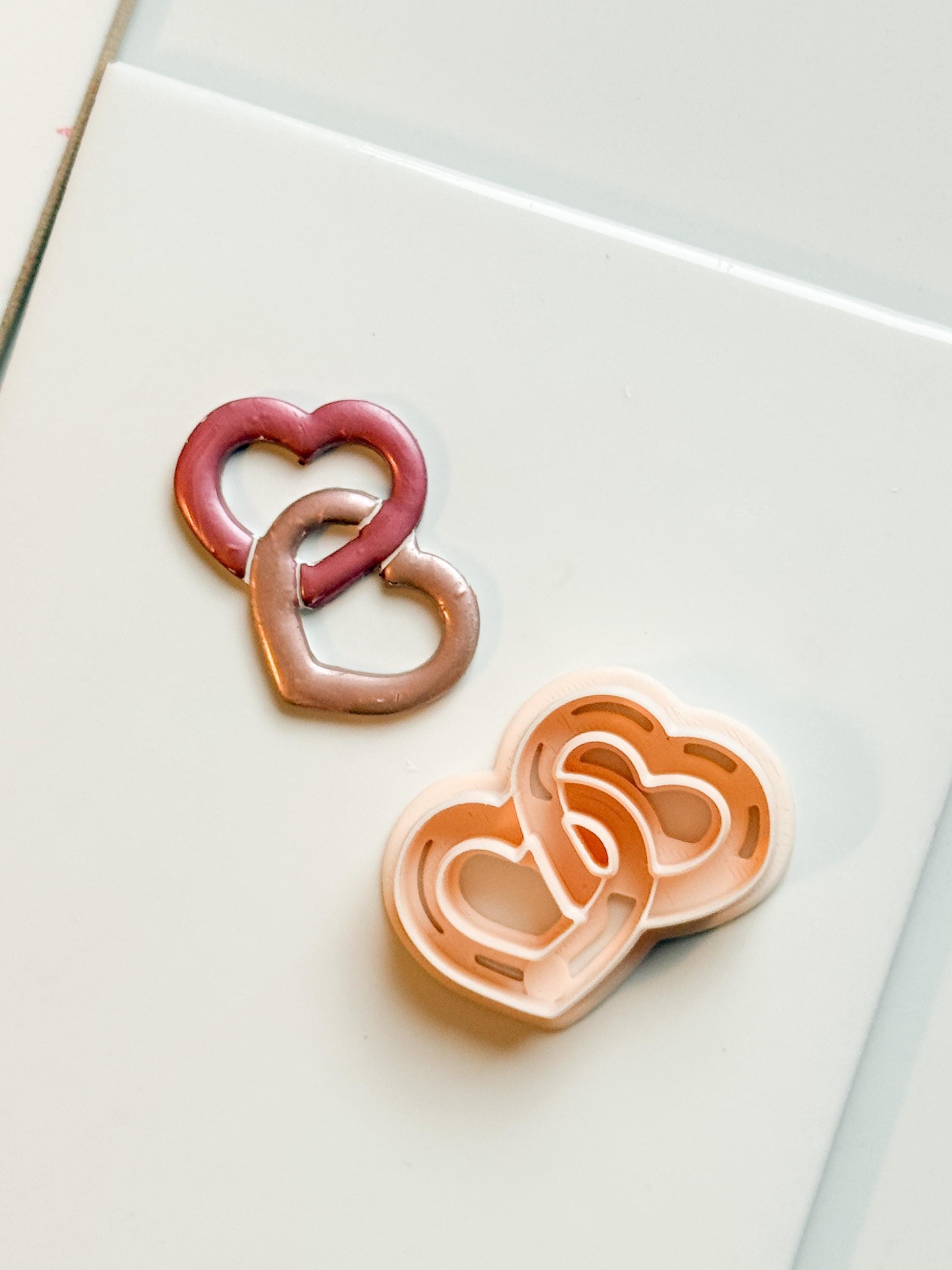 Chained Hearts Clay Cutters: Interlocked Heart Duo