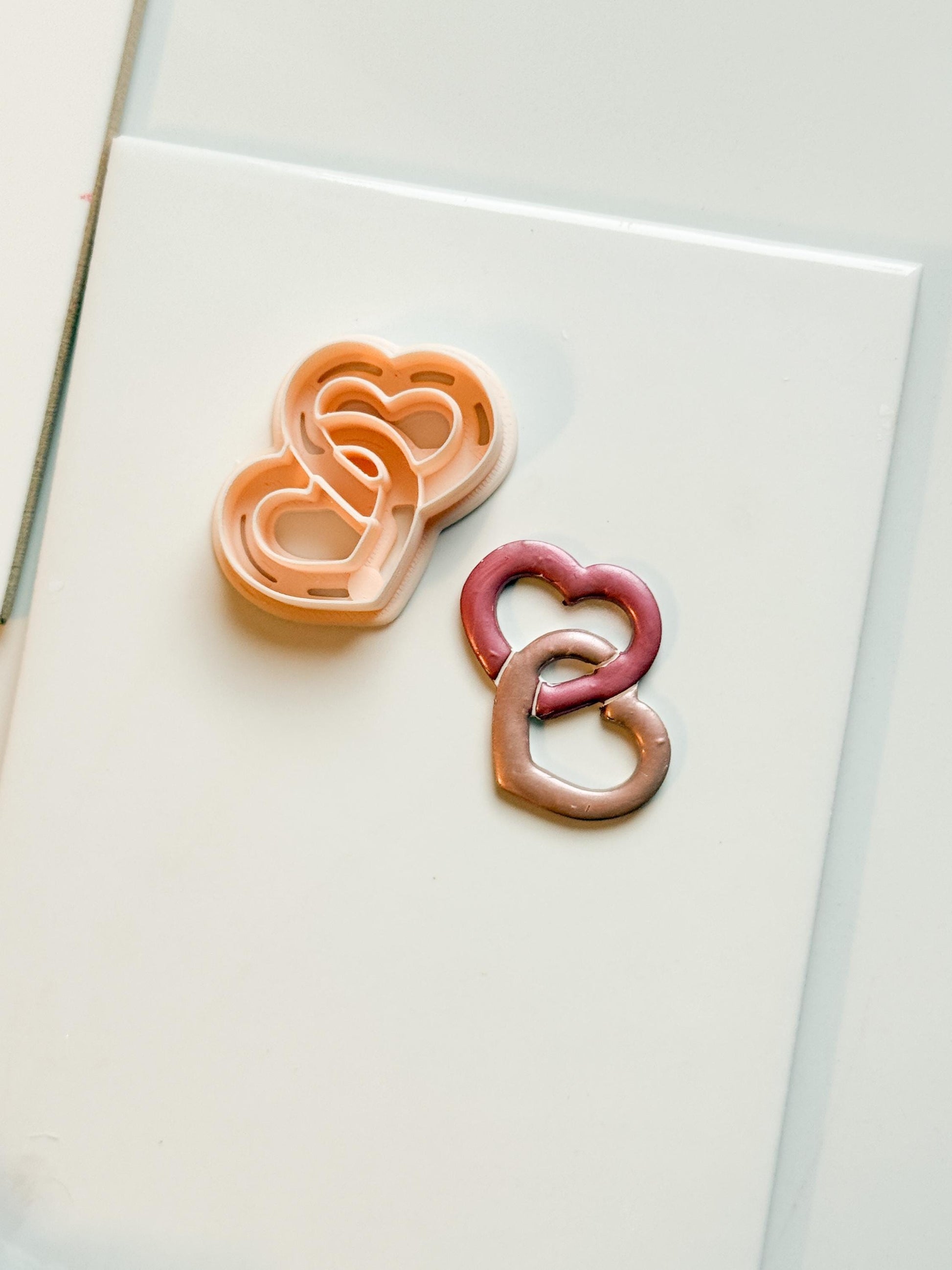 Chained Hearts Clay Cutters: Interlocked Heart Duo