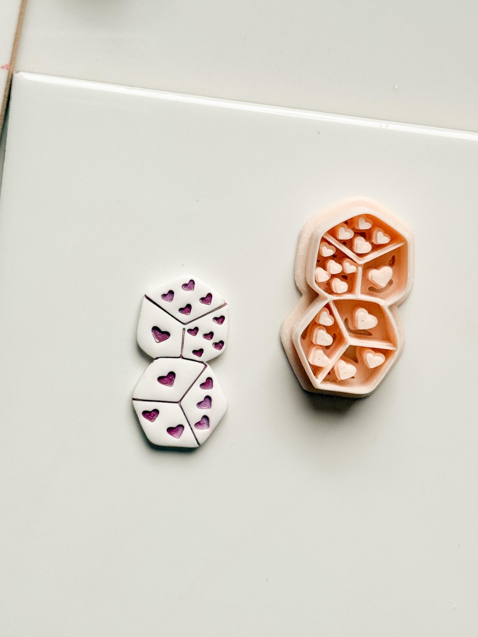 Love Roll Clay Cutters: Heart Pattern Dice Duo