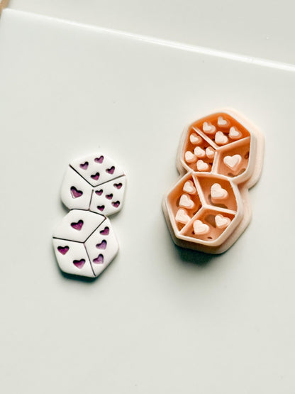 Love Roll Clay Cutters: Heart Pattern Dice Duo