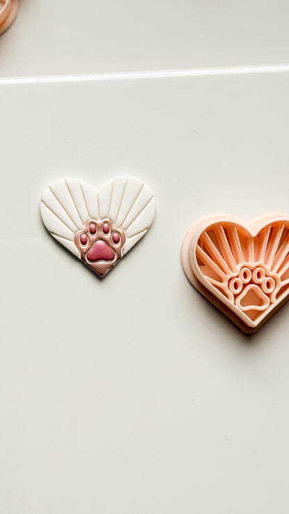 Sunrise Paws Clay Cutter: Heart Paw Design