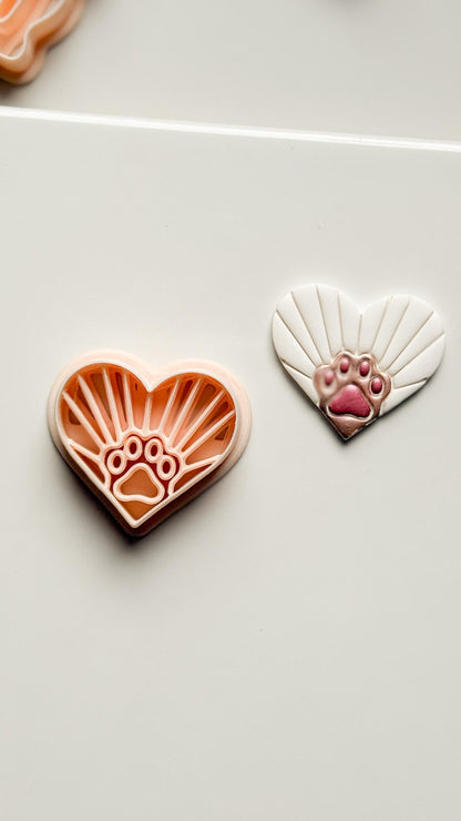Sunrise Paws Clay Cutter: Heart Paw Design