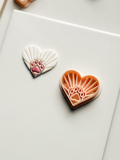 Sunrise Paws Clay Cutter: Heart Paw Design