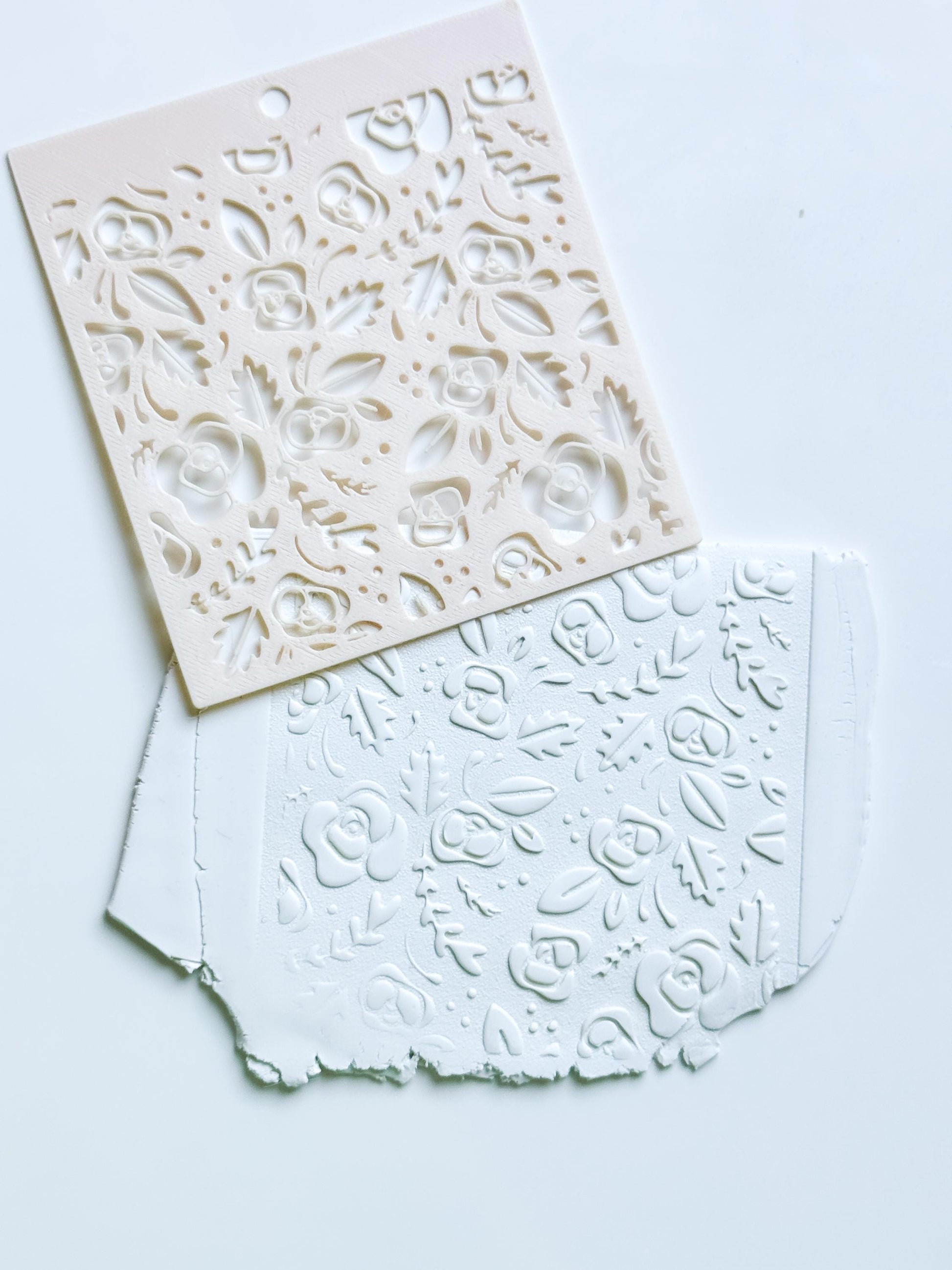 Love Roses Floral Stencil for Polymer Clay