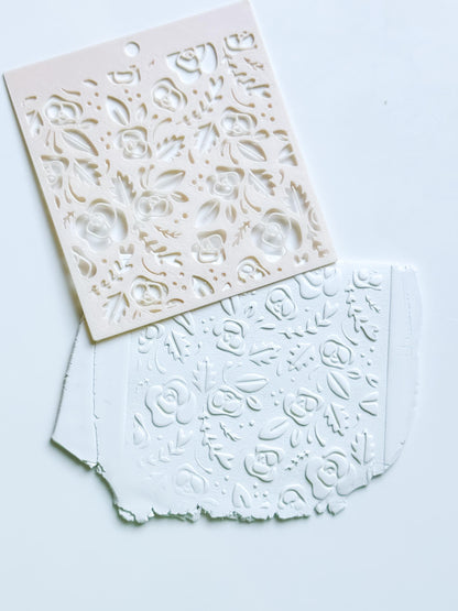 Love Roses Floral Stencil for Polymer Clay