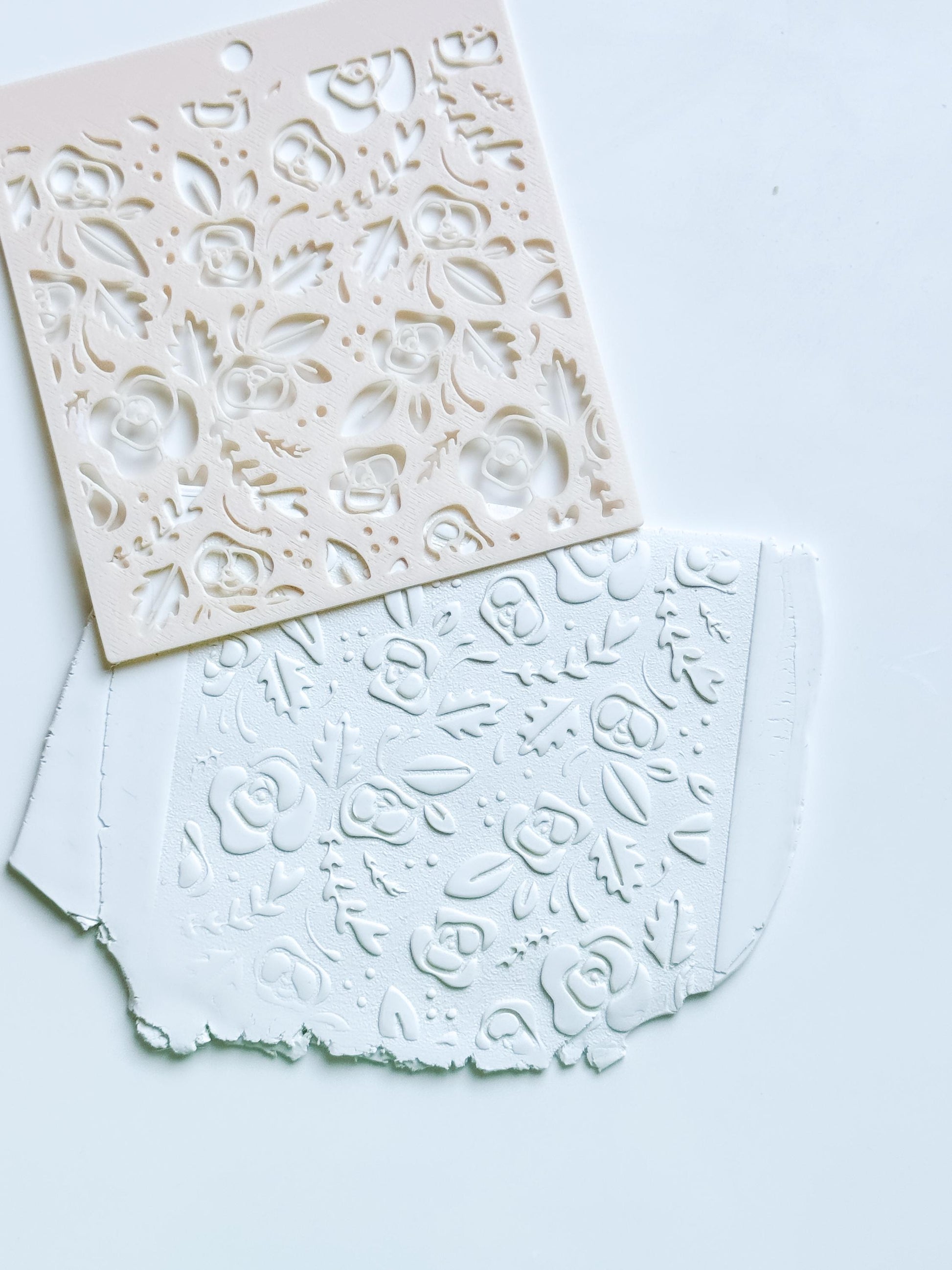 Love Roses Floral Stencil for Polymer Clay