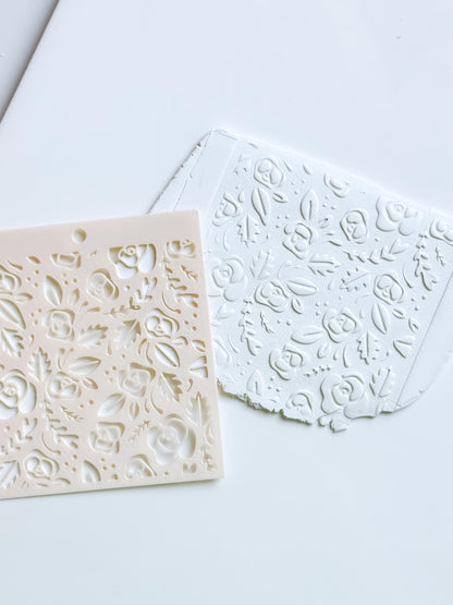 Love Roses Floral Stencil for Polymer Clay