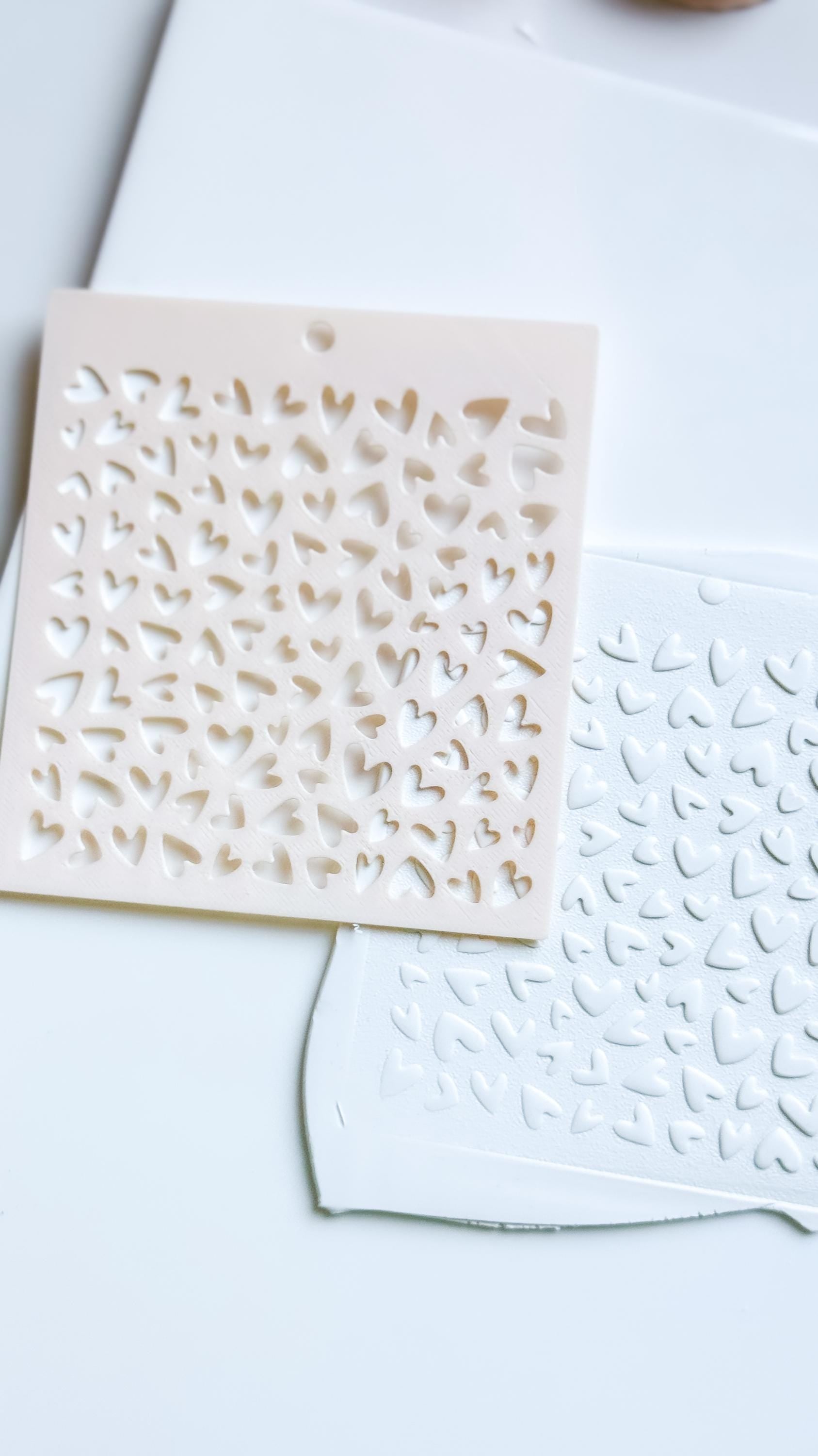 Love Sprinkle Hearts Stencil for Polymer Clay