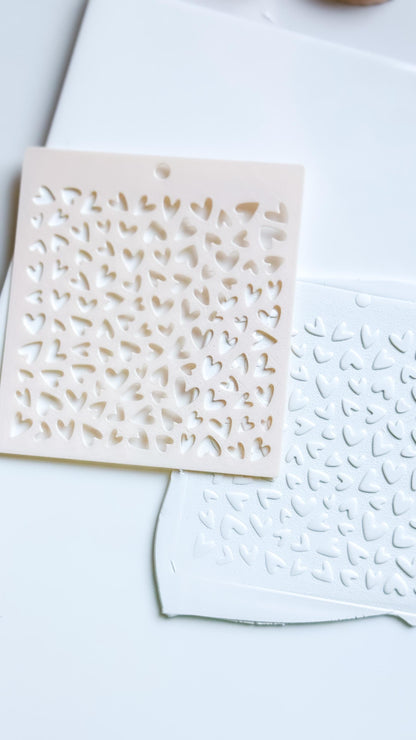 Love Sprinkle Hearts Stencil for Polymer Clay