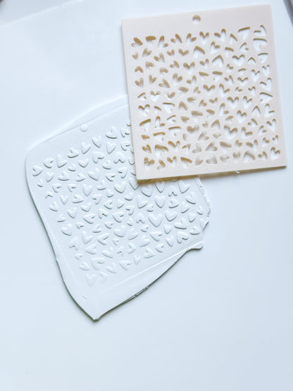 Love Sprinkle Hearts Stencil for Polymer Clay