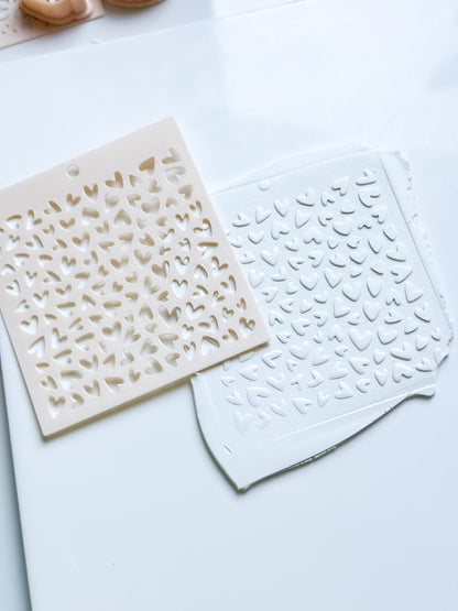 Love Sprinkle Hearts Stencil for Polymer Clay