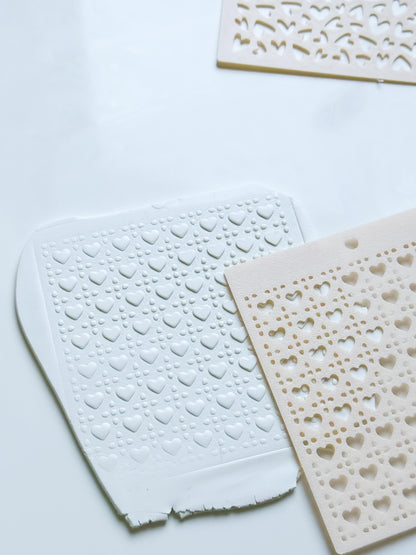 Dolly Love Dots Hearts Stencil for Polymer Clay