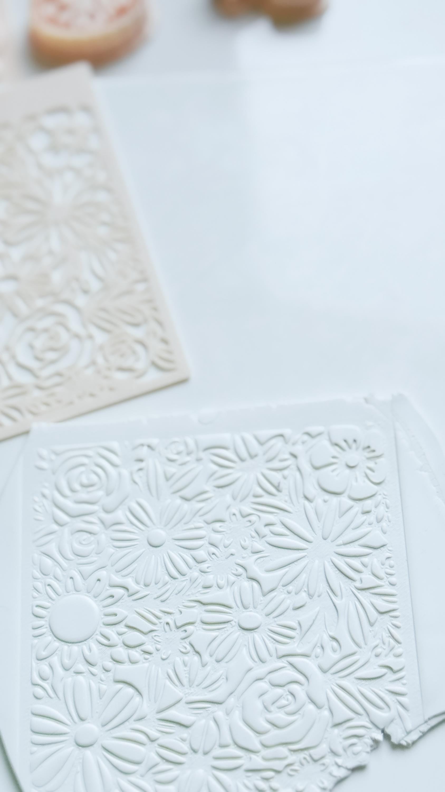 Love Meadow Floral Stencil for Polymer Clay