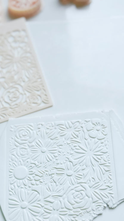 Love Meadow Floral Stencil for Polymer Clay
