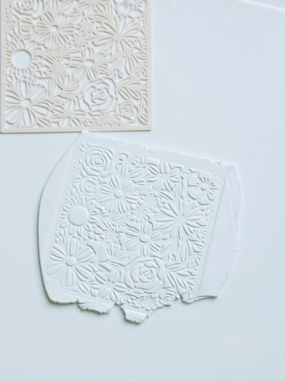 Love Meadow Floral Stencil for Polymer Clay