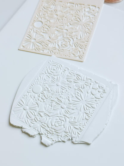 Love Meadow Floral Stencil for Polymer Clay