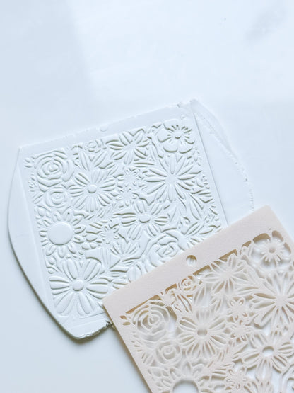 Love Meadow Floral Stencil for Polymer Clay
