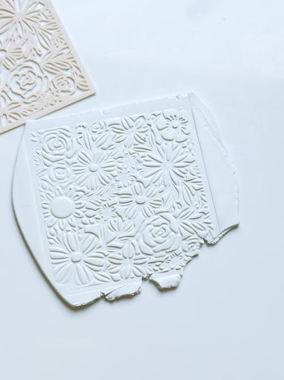 Love Meadow Floral Stencil for Polymer Clay