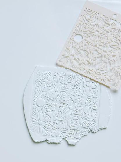 Love Meadow Floral Stencil for Polymer Clay