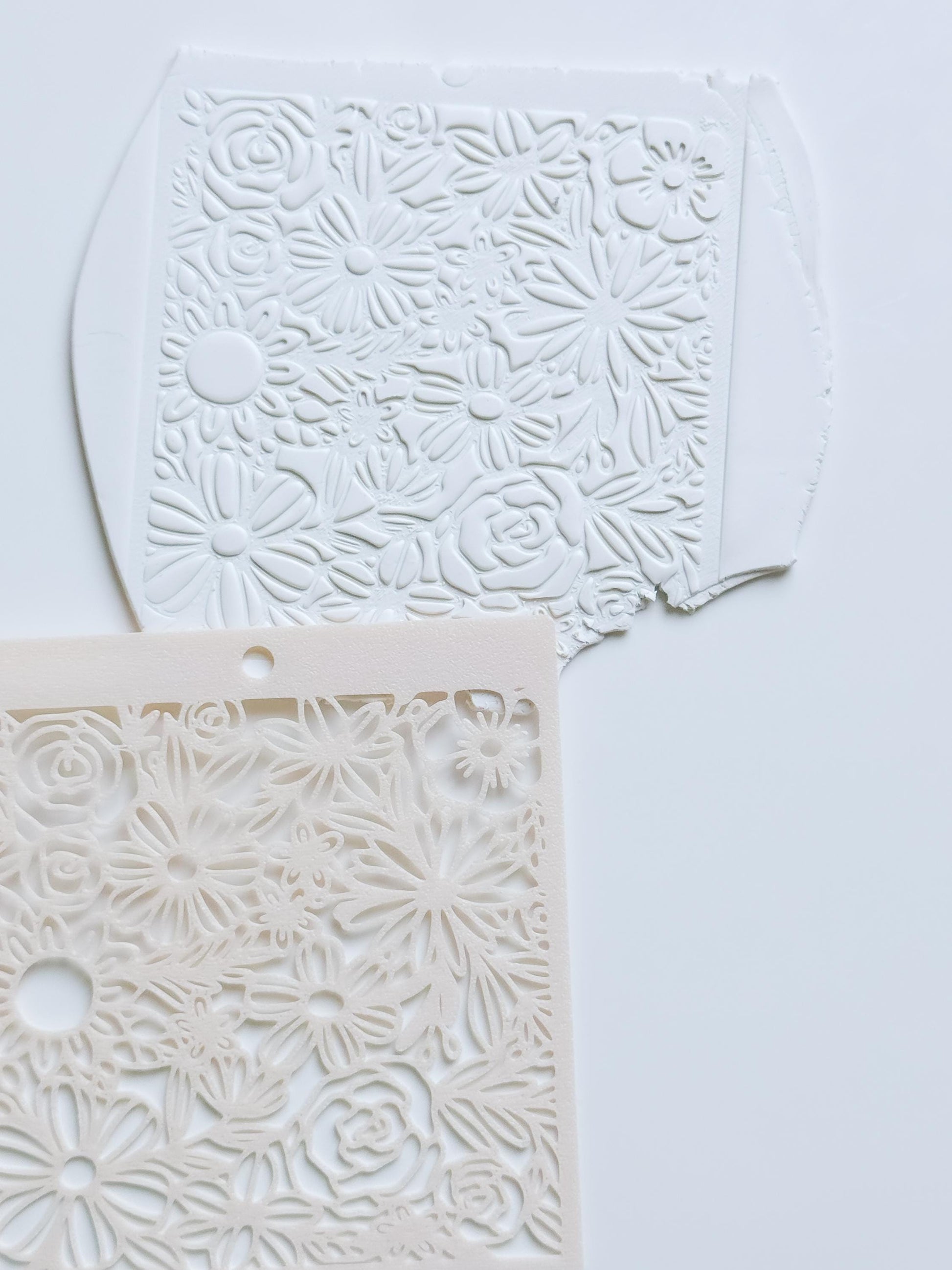 Love Meadow Floral Stencil for Polymer Clay