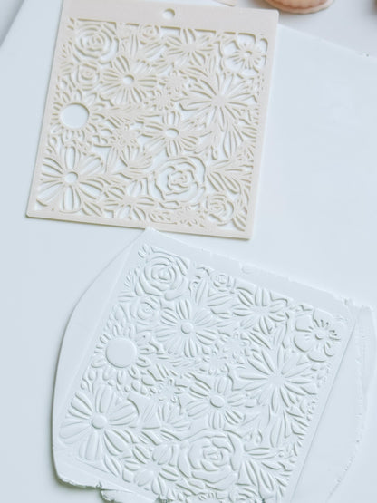 Love Meadow Floral Stencil for Polymer Clay