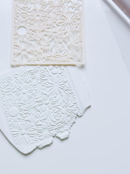 Love Meadow Floral Stencil for Polymer Clay