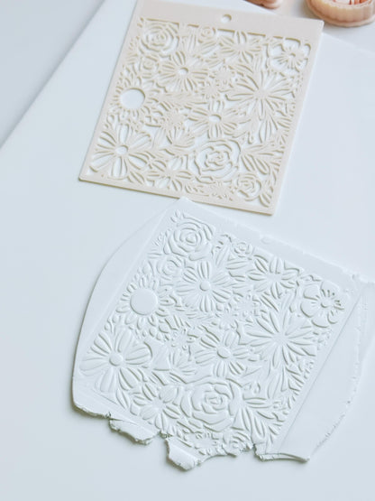 Love Meadow Floral Stencil for Polymer Clay
