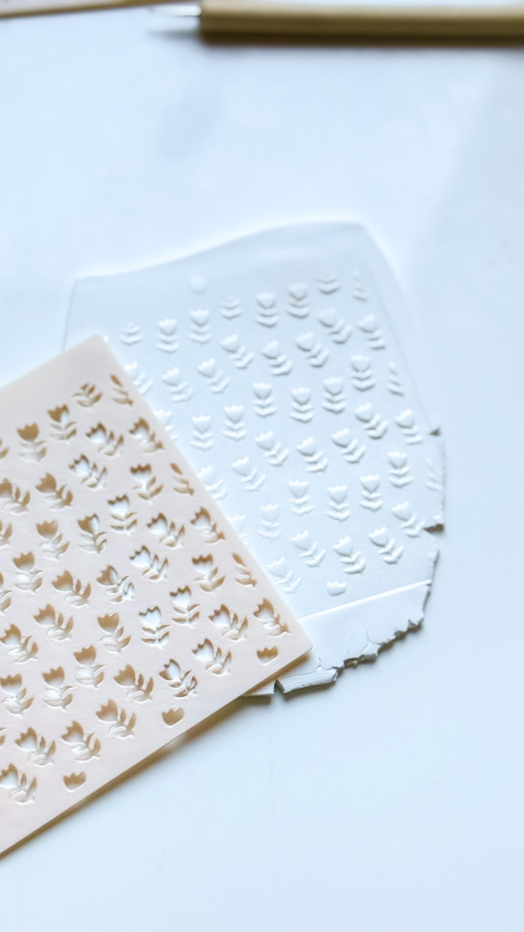 Sweet Tulips Floral Stencil for Polymer Clay