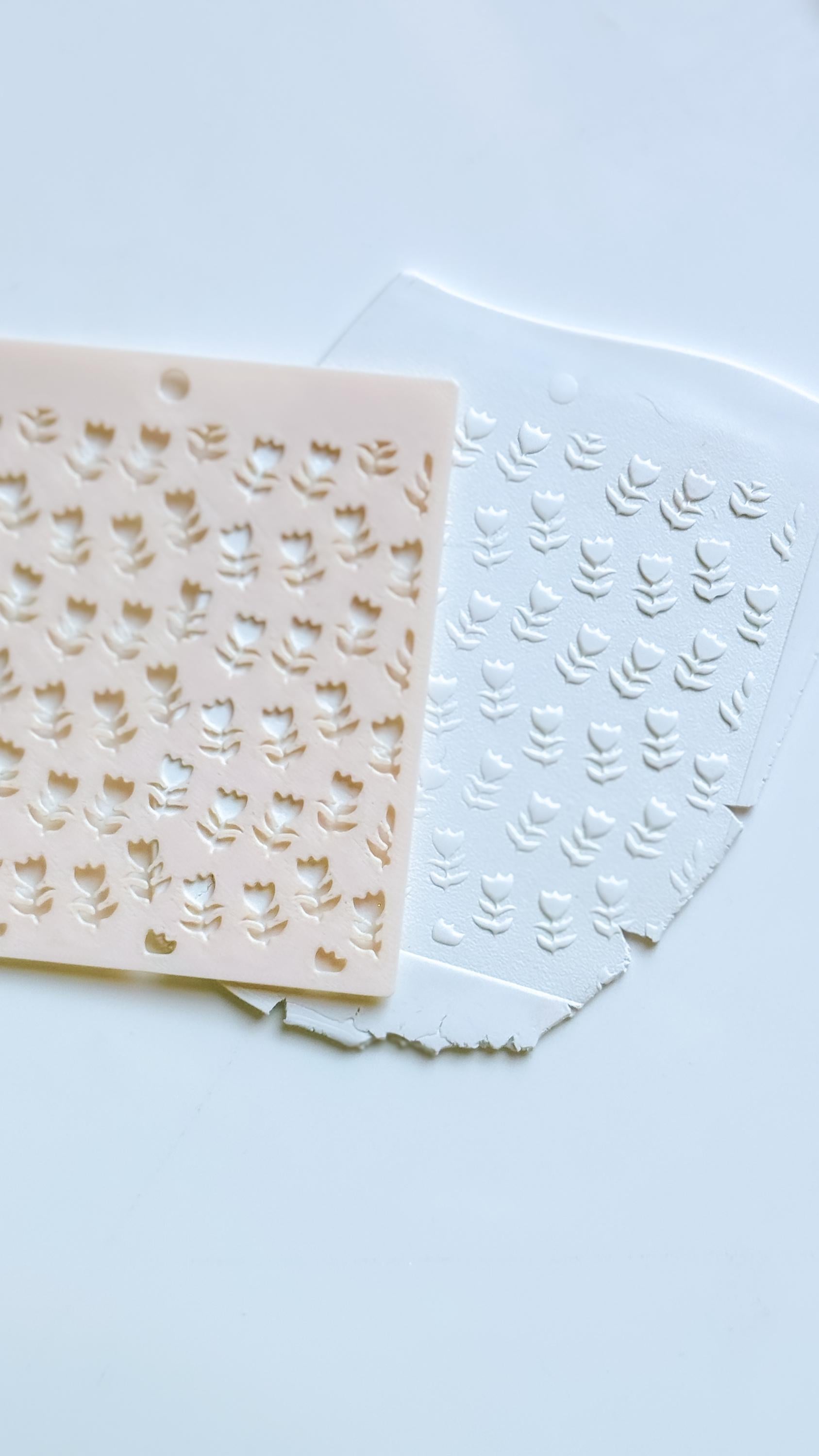 Sweet Tulips Floral Stencil for Polymer Clay