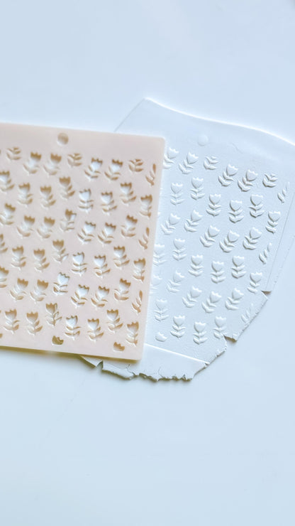 Sweet Tulips Floral Stencil for Polymer Clay