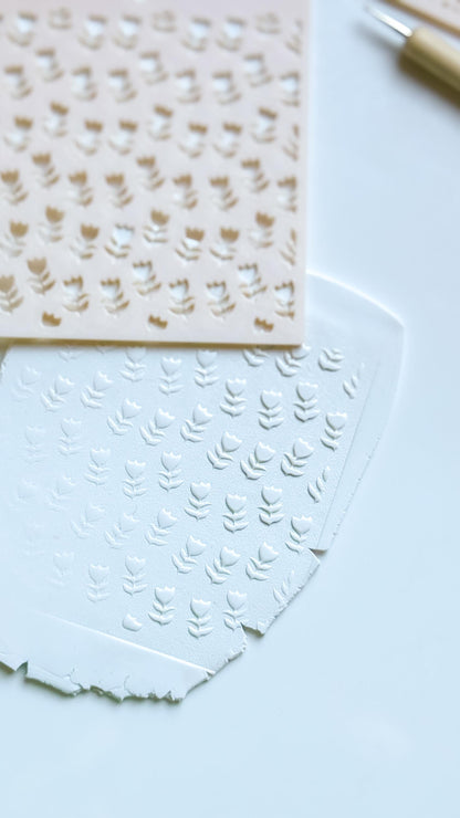 Sweet Tulips Floral Stencil for Polymer Clay