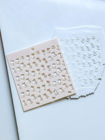 Sweet Tulips Floral Stencil for Polymer Clay