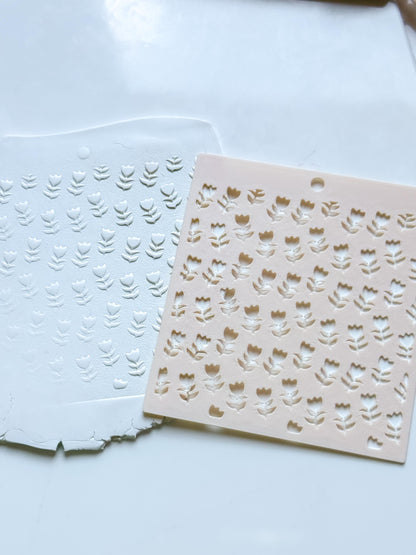 Sweet Tulips Floral Stencil for Polymer Clay