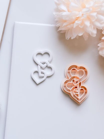 Heartchain Trio Linked Hearts Cutter for Polymer Clay