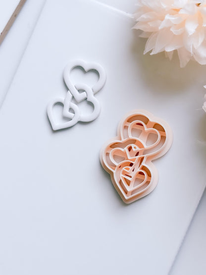 Heartchain Trio Linked Hearts Cutter for Polymer Clay
