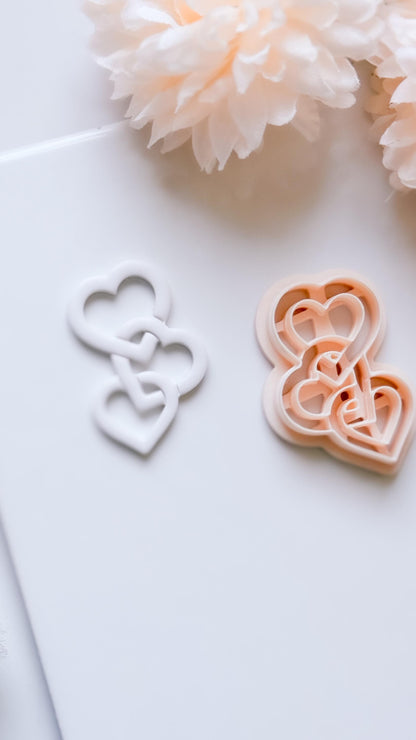 Heartchain Trio Linked Hearts Cutter for Polymer Clay