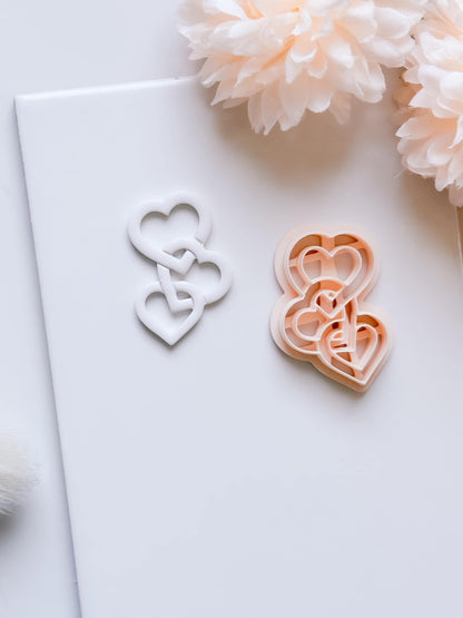 Heartchain Trio Linked Hearts Cutter for Polymer Clay