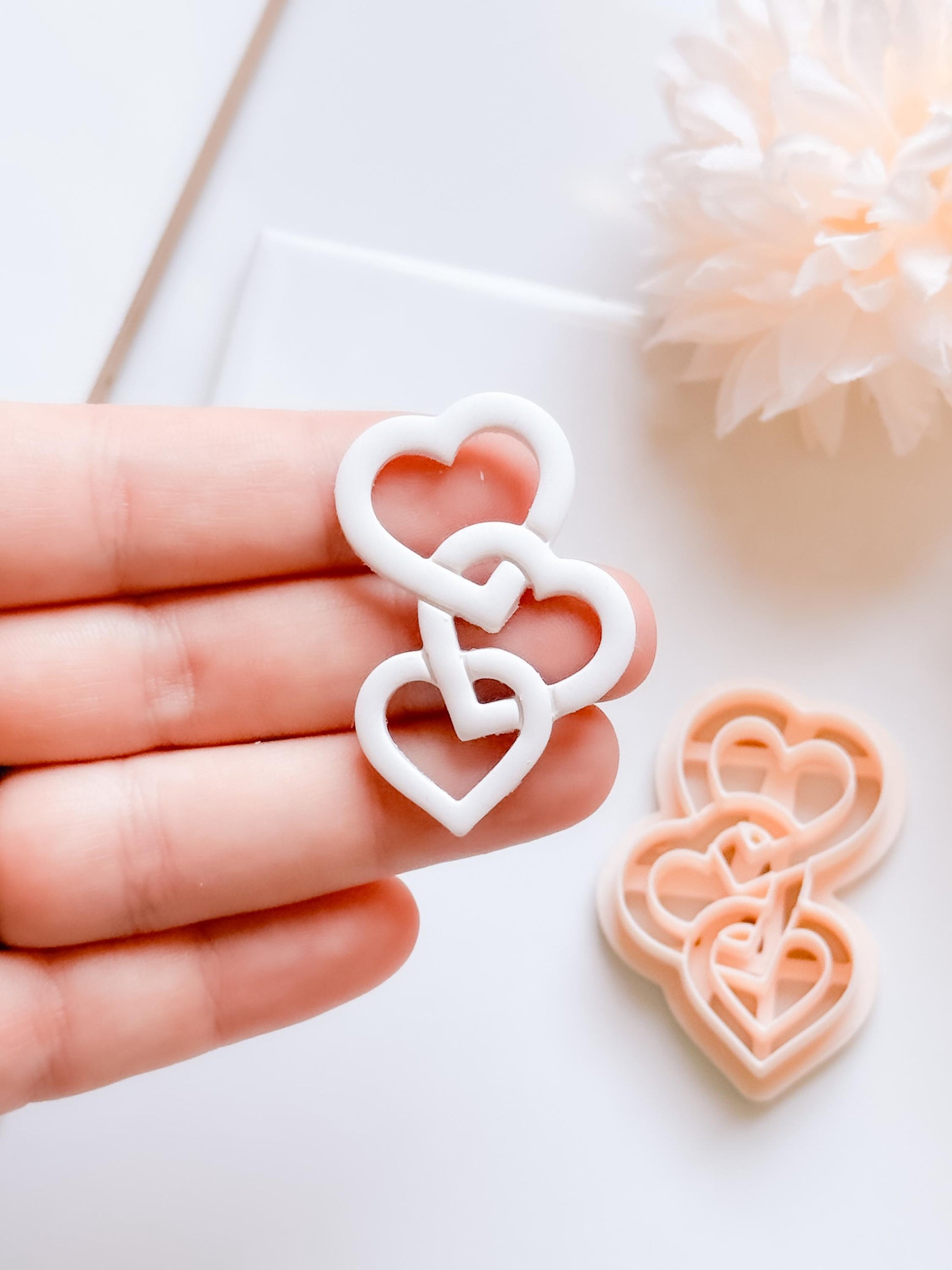 Heartchain Trio Linked Hearts Cutter for Polymer Clay