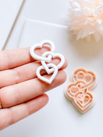 Heartchain Trio Linked Hearts Cutter for Polymer Clay