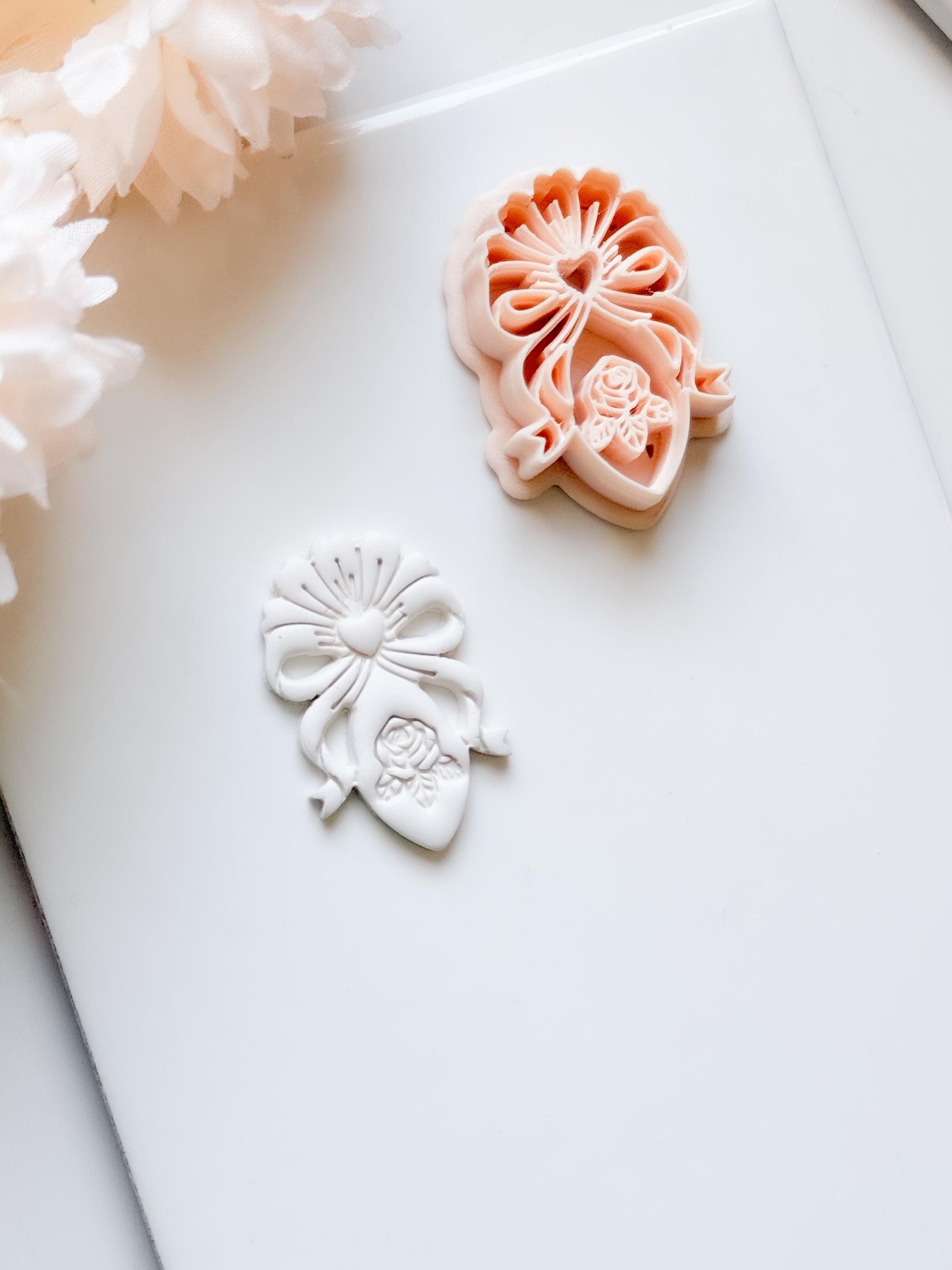 Heartbow Rose Cutter: Bow and Rose Heart Shape for Polymer Clay